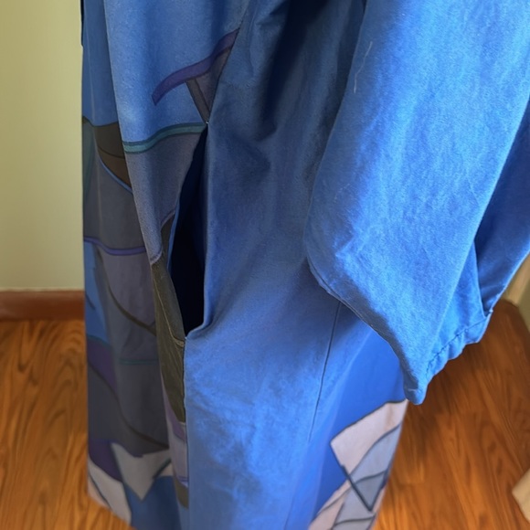 VINTAGE Marimekko Blue Abstract Dress, Size 42 (US XL) - Picture 3 of 8